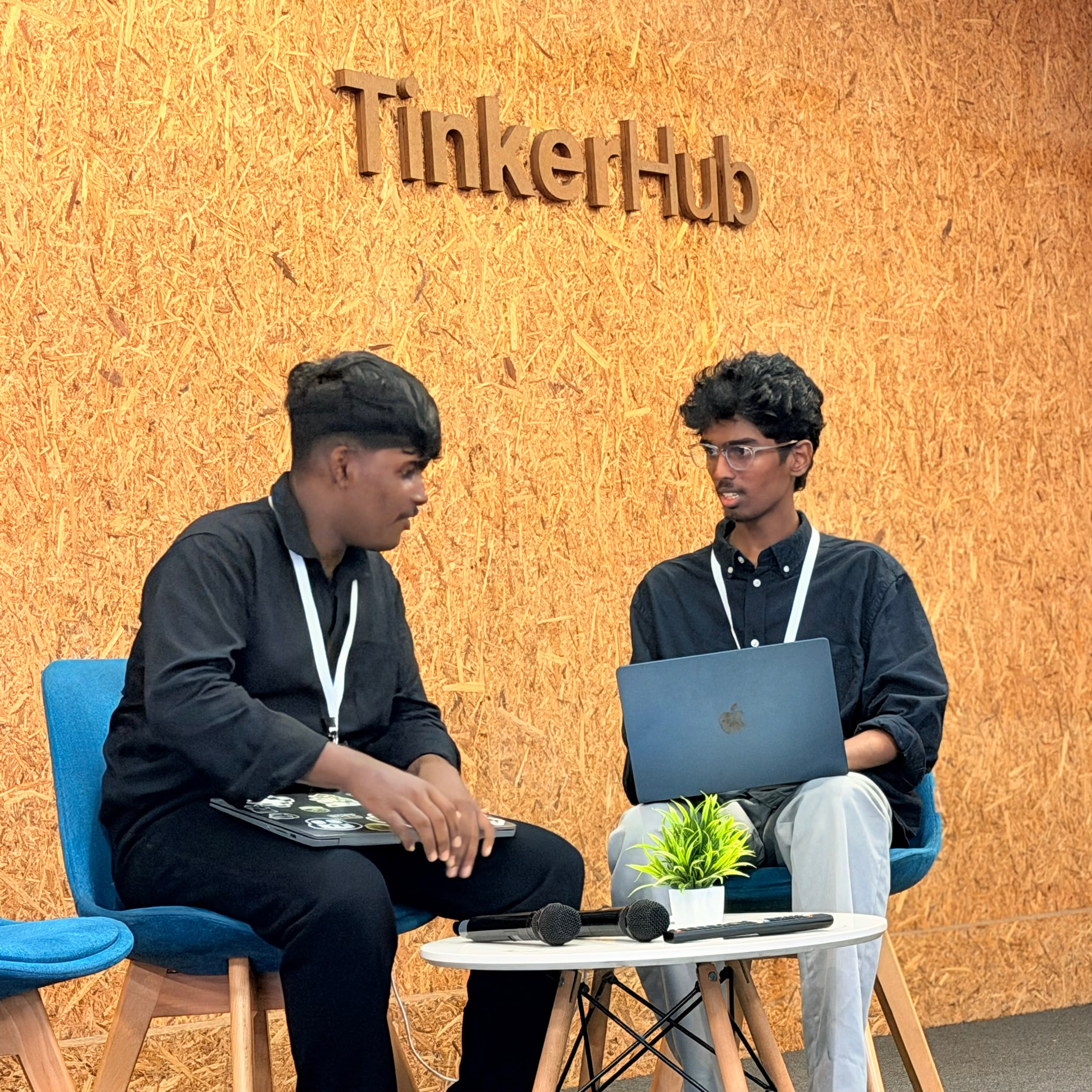 Sidharth S (zidhuxd, COO) and Shibin KS (Founder) - Hacktura Cyber X Kerala Leadership Team at Tinkerspace Kochi